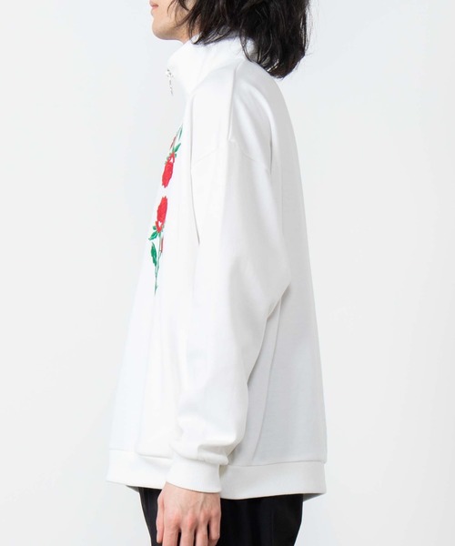 WEGO（ウィゴー）の「WEGO/ローズ刺繍ハーフジップビッグシルエットプルオーバー（スウェット・メンズ・ホワイト/ブラック・MEDIUM/LARGE）」の15枚目の写真
