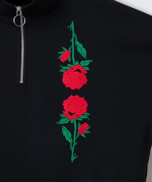 WEGO（ウィゴー）の「WEGO/ローズ刺繍ハーフジップビッグシルエットプルオーバー（スウェット・メンズ・ホワイト/ブラック・MEDIUM/LARGE）」の10枚目の写真