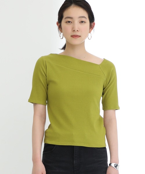 STUDIOUS(ステュディオス)の「【STUDIOUS】アシンメトリーネック リブトップス(Tシャツ/カットソー・レディース・ブラック/グリーン・FREE)」の19枚目の写真