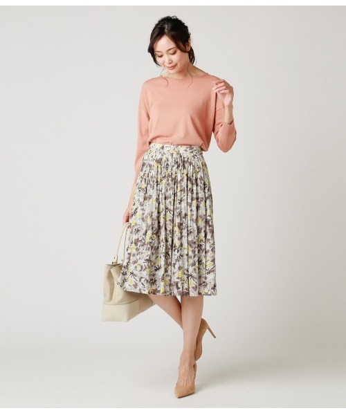 NEWYORKER(ニューヨーカー)の「DRESS KNIT(ドレスニット)/ストレッチビスコース こなれニットプルオーバー(ニット/セーター・レディース・ブルー/ベージュ・L/M)」の7枚目の写真