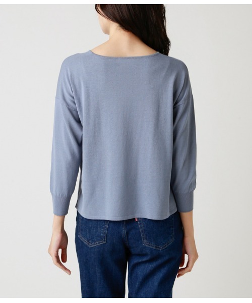NEWYORKER(ニューヨーカー)の「DRESS KNIT(ドレスニット)/ストレッチビスコース こなれニットプルオーバー(ニット/セーター・レディース・ブルー/ベージュ・L/M)」の8枚目の写真