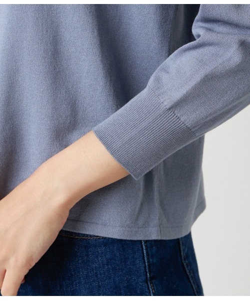 NEWYORKER(ニューヨーカー)の「DRESS KNIT(ドレスニット)/ストレッチビスコース こなれニットプルオーバー(ニット/セーター・レディース・ブルー/ベージュ・L/M)」の14枚目の写真