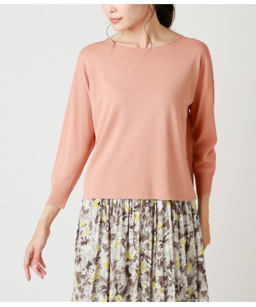 NEWYORKER(ニューヨーカー)の「DRESS KNIT(ドレスニット)/ストレッチビスコース こなれニットプルオーバー(ニット/セーター・レディース・ブルー/ベージュ・L/M)」の12枚目の写真