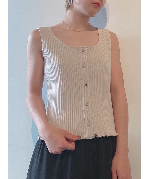 one way（ワンウェイ）の「マエボタンタンク（タンクトップ・レディース・ホワイト/ベージュ/ブラック・FREE）」の3枚目の写真