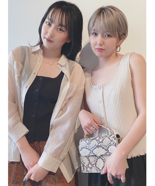 one way（ワンウェイ）の「マエボタンタンク（タンクトップ・レディース・ホワイト/ベージュ/ブラック・FREE）」の8枚目の写真