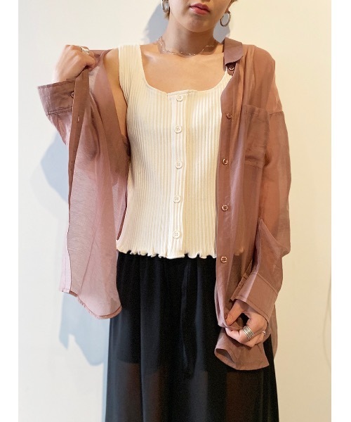 one way（ワンウェイ）の「マエボタンタンク（タンクトップ・レディース・ホワイト/ベージュ/ブラック・FREE）」の6枚目の写真