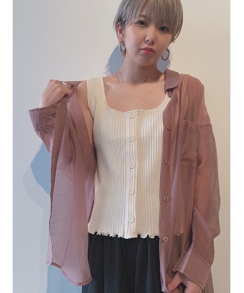 one way（ワンウェイ）の「マエボタンタンク（タンクトップ・レディース・ホワイト/ベージュ/ブラック・FREE）」の5枚目の写真