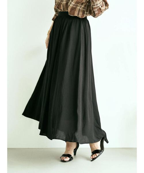 earth music&ecology（アースミュージックアンドエコロジー）の「レーヨンギャザーフレアスカート ＊（スカート・レディース・ブラック/ダークグリーン/ネイビー/マスタード/ブラック系その他/ライトベージュ/ベージュ系その他3/ピンク系その他2・FREE）」の13枚目の写真