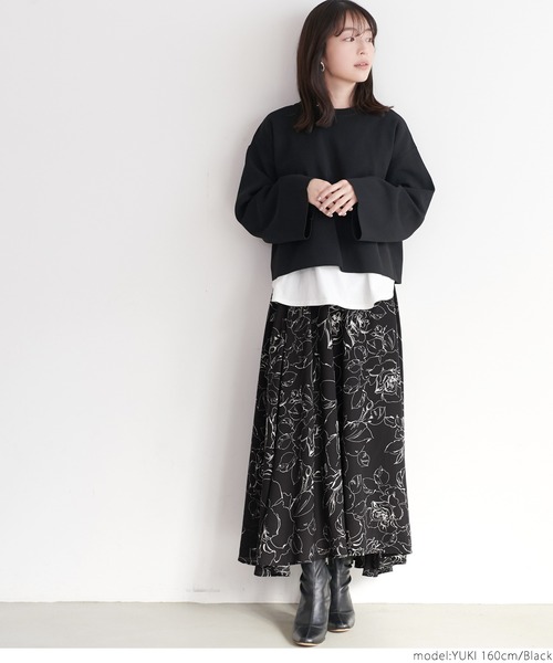 coca(coca)(コカ)の「モダンフラワープリントスカート(スカート・レディース・ブラック/アイボリー・ONE SIZE)」の7枚目の写真