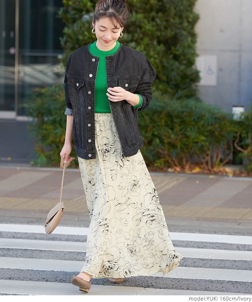 coca(coca)(コカ)の「モダンフラワープリントスカート(スカート・レディース・ブラック/アイボリー・ONE SIZE)」の11枚目の写真