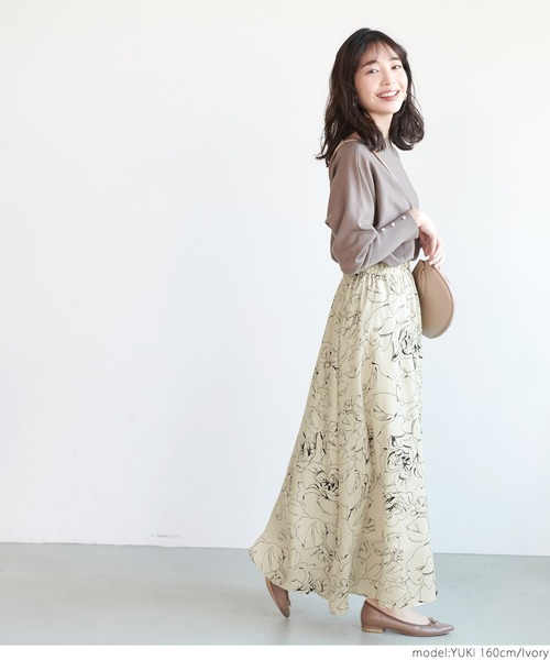 coca(coca)(コカ)の「モダンフラワープリントスカート(スカート・レディース・ブラック/アイボリー・ONE SIZE)」の10枚目の写真