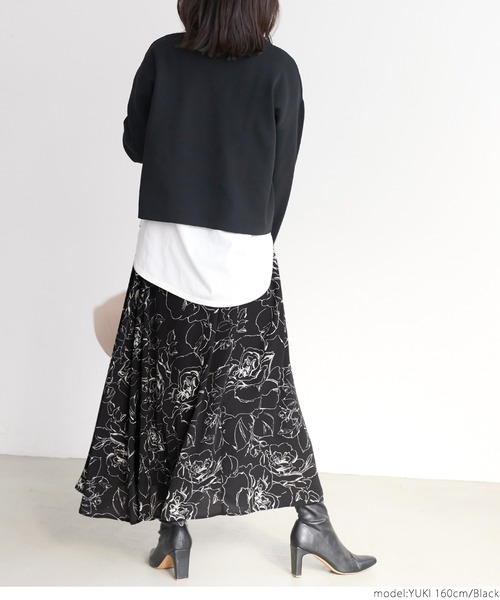 coca(coca)(コカ)の「モダンフラワープリントスカート(スカート・レディース・ブラック/アイボリー・ONE SIZE)」の6枚目の写真