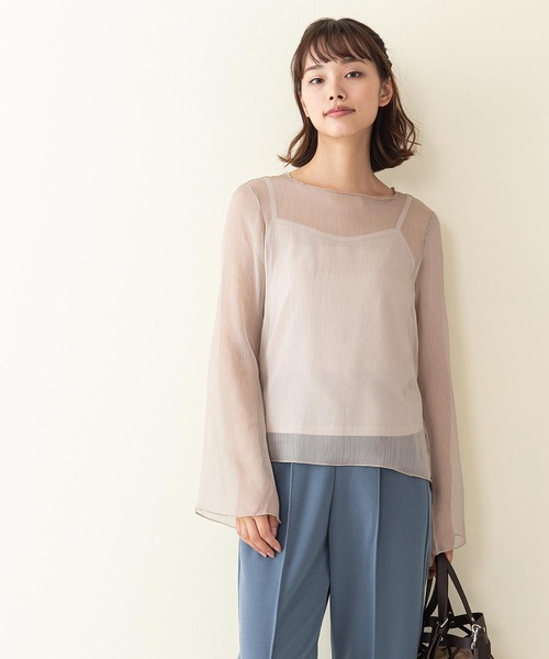 INNOCENT BLUE(イノセントブルー)の「【innocent blue/イノセントブルー】シアーブラウスキャミセット(シャツ/ブラウス・レディース・ブラウン・MEDIUM)」の12枚目の写真