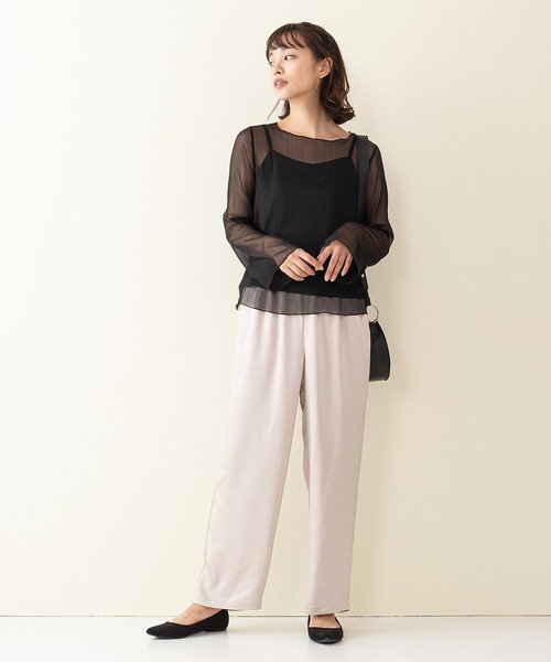 INNOCENT BLUE(イノセントブルー)の「【innocent blue/イノセントブルー】シアーブラウスキャミセット(シャツ/ブラウス・レディース・ブラウン・MEDIUM)」の4枚目の写真