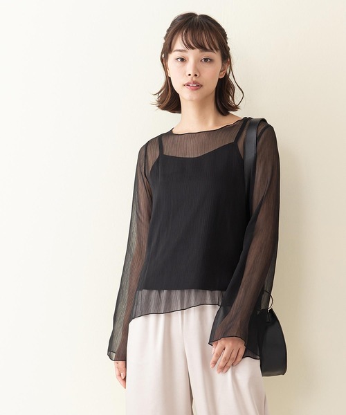 INNOCENT BLUE(イノセントブルー)の「【innocent blue/イノセントブルー】シアーブラウスキャミセット(シャツ/ブラウス・レディース・ブラウン・MEDIUM)」の5枚目の写真