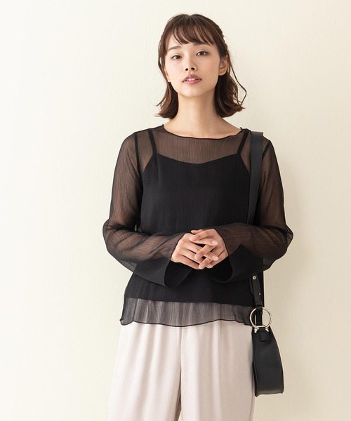 INNOCENT BLUE(イノセントブルー)の「【innocent blue/イノセントブルー】シアーブラウスキャミセット(シャツ/ブラウス・レディース・ブラウン・MEDIUM)」の6枚目の写真