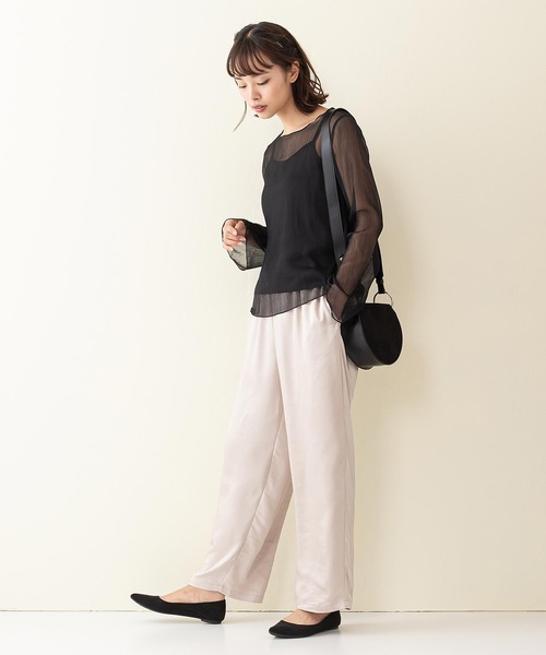 INNOCENT BLUE(イノセントブルー)の「【innocent blue/イノセントブルー】シアーブラウスキャミセット(シャツ/ブラウス・レディース・ブラウン・MEDIUM)」の2枚目の写真