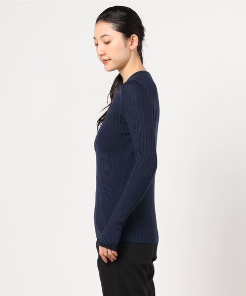 SUNSPEL(サンスペル)の「WOMEN’S MERINO SILK RIB(ニット/セーター・レディース・ナチュラル/ネイビー・2)」の5枚目の写真