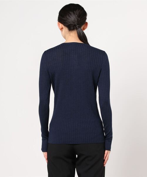 SUNSPEL(サンスペル)の「WOMEN’S MERINO SILK RIB(ニット/セーター・レディース・ナチュラル/ネイビー・2)」の4枚目の写真