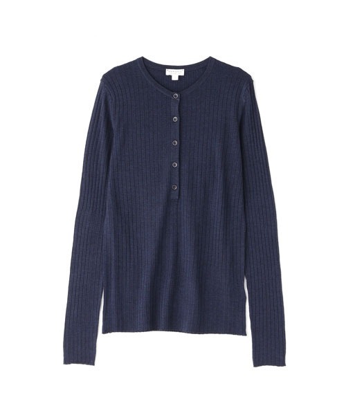 SUNSPEL(サンスペル)の「WOMEN’S MERINO SILK RIB(ニット/セーター・レディース・ナチュラル/ネイビー・2)」の2枚目の写真