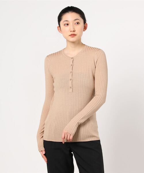 SUNSPEL(サンスペル)の「WOMEN’S MERINO SILK RIB(ニット/セーター・レディース・ナチュラル/ネイビー・2)」の7枚目の写真