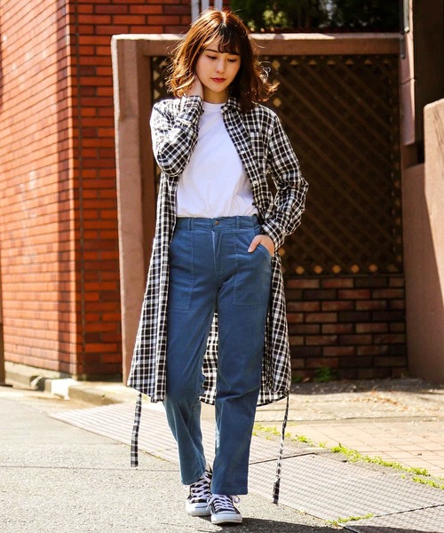 fort point(フォーポイント)の「【C-FORT POINT】チェックロングシャツワンピース 2WAY仕様 羽織り/ワンピース(ワンピース・レディース・ブラウン/レッド/ブルー・MEDIUM/LARGE)」の4枚目の写真