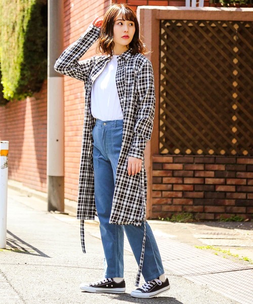 fort point(フォーポイント)の「【C-FORT POINT】チェックロングシャツワンピース 2WAY仕様 羽織り/ワンピース(ワンピース・レディース・ブラウン/レッド/ブルー・MEDIUM/LARGE)」の5枚目の写真