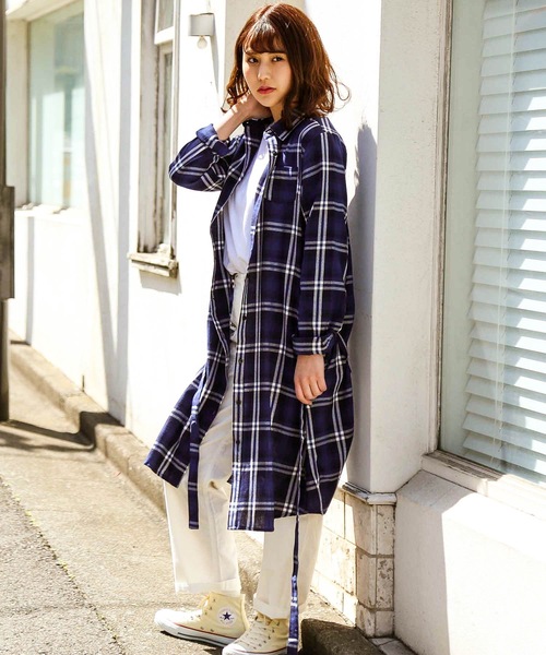 fort point(フォーポイント)の「【C-FORT POINT】チェックロングシャツワンピース 2WAY仕様 羽織り/ワンピース(ワンピース・レディース・ブラウン/レッド/ブルー・MEDIUM/LARGE)」の9枚目の写真