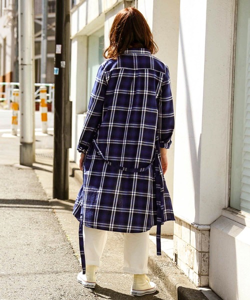 fort point(フォーポイント)の「【C-FORT POINT】チェックロングシャツワンピース 2WAY仕様 羽織り/ワンピース(ワンピース・レディース・ブラウン/レッド/ブルー・MEDIUM/LARGE)」の10枚目の写真