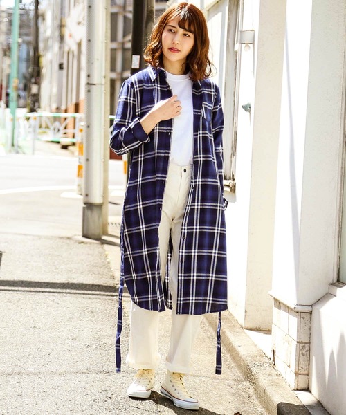 fort point(フォーポイント)の「【C-FORT POINT】チェックロングシャツワンピース 2WAY仕様 羽織り/ワンピース(ワンピース・レディース・ブラウン/レッド/ブルー・MEDIUM/LARGE)」の7枚目の写真