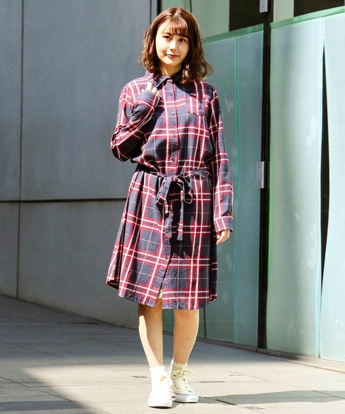 fort point(フォーポイント)の「【C-FORT POINT】チェックロングシャツワンピース 2WAY仕様 羽織り/ワンピース(ワンピース・レディース・ブラウン/レッド/ブルー・MEDIUM/LARGE)」の11枚目の写真