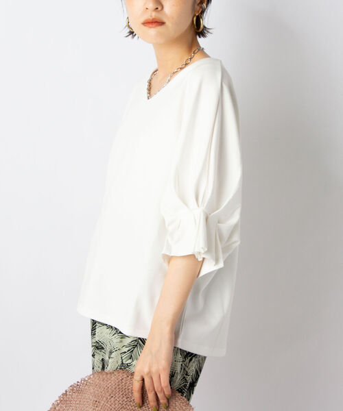NOLLEY’S(ノーリーズ)の「ダンボールプルオーバーカットソー(Tシャツ/カットソー・レディース・チャコールグレー/オフホワイト/サックスブルー/ブラック・38)」の1枚目の写真