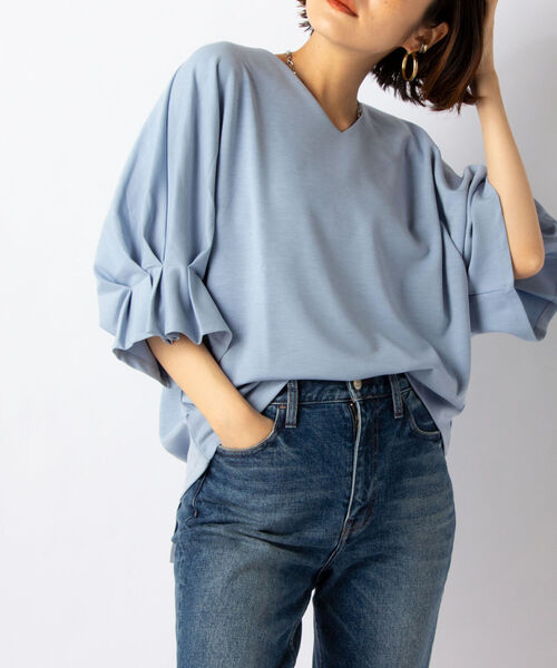 NOLLEY’S(ノーリーズ)の「ダンボールプルオーバーカットソー(Tシャツ/カットソー・レディース・チャコールグレー/オフホワイト/サックスブルー/ブラック・38)」の4枚目の写真
