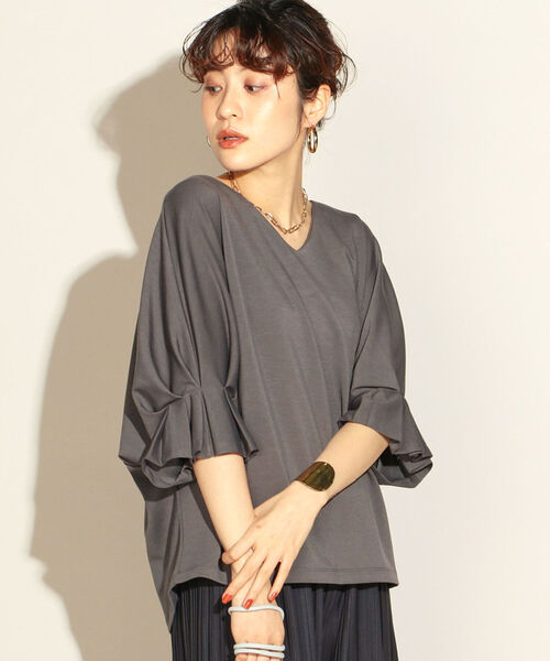 NOLLEY’S(ノーリーズ)の「ダンボールプルオーバーカットソー(Tシャツ/カットソー・レディース・チャコールグレー/オフホワイト/サックスブルー/ブラック・38)」の3枚目の写真