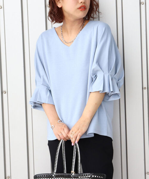 NOLLEY’S(ノーリーズ)の「ダンボールプルオーバーカットソー(Tシャツ/カットソー・レディース・チャコールグレー/オフホワイト/サックスブルー/ブラック・38)」の9枚目の写真