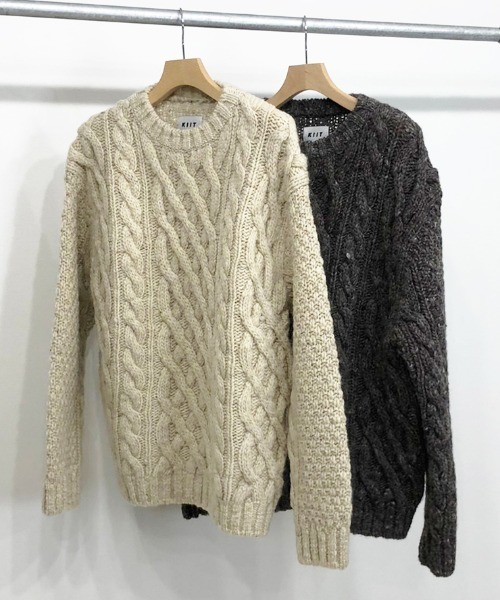 KIIT（キート）の「KIIT キート / BRITISH WOOL & SLAB YARN FISHERMAN SWEATER ブリティッシュウール&スラブヤーンフィッシャーマンセーター ケーブルアランニット / KIL-K58-105（ニット/セーター・メンズ・ナチュラル/ブラウン・2）」の5枚目の写真