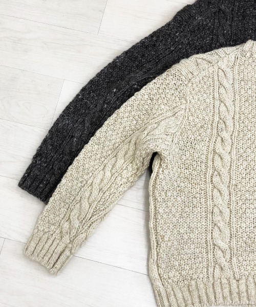 KIIT（キート）の「KIIT キート / BRITISH WOOL & SLAB YARN FISHERMAN SWEATER ブリティッシュウール&スラブヤーンフィッシャーマンセーター ケーブルアランニット / KIL-K58-105（ニット/セーター・メンズ・ナチュラル/ブラウン・2）」の3枚目の写真