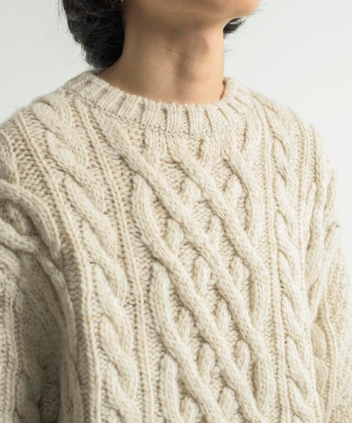 KIIT（キート）の「KIIT キート / BRITISH WOOL & SLAB YARN FISHERMAN SWEATER ブリティッシュウール&スラブヤーンフィッシャーマンセーター ケーブルアランニット / KIL-K58-105（ニット/セーター・メンズ・ナチュラル/ブラウン・2）」の19枚目の写真