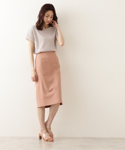 NATURAL BEAUTY BASIC（ナチュラルビューティーベーシック）の「レースカットソートップス（Tシャツ/カットソー・レディース・ピンク/グレイッシュベージュ/カーキ・MEDIUM）」の5枚目の写真