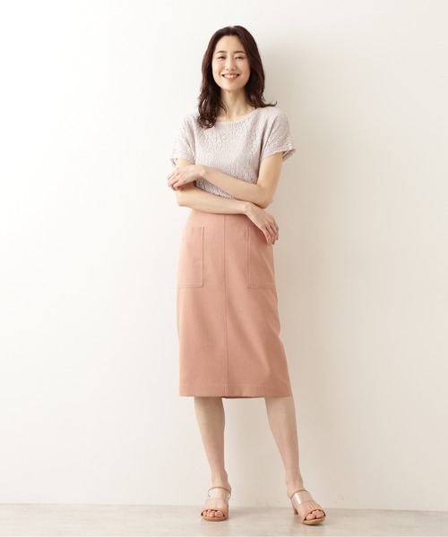 NATURAL BEAUTY BASIC（ナチュラルビューティーベーシック）の「レースカットソートップス（Tシャツ/カットソー・レディース・ピンク/グレイッシュベージュ/カーキ・MEDIUM）」の6枚目の写真