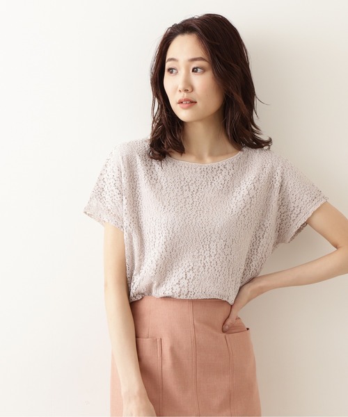 NATURAL BEAUTY BASIC（ナチュラルビューティーベーシック）の「レースカットソートップス（Tシャツ/カットソー・レディース・ピンク/グレイッシュベージュ/カーキ・MEDIUM）」の7枚目の写真