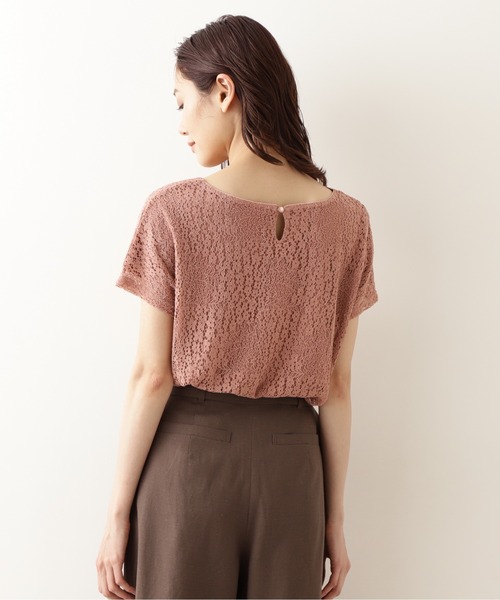 NATURAL BEAUTY BASIC（ナチュラルビューティーベーシック）の「レースカットソートップス（Tシャツ/カットソー・レディース・ピンク/グレイッシュベージュ/カーキ・MEDIUM）」の18枚目の写真