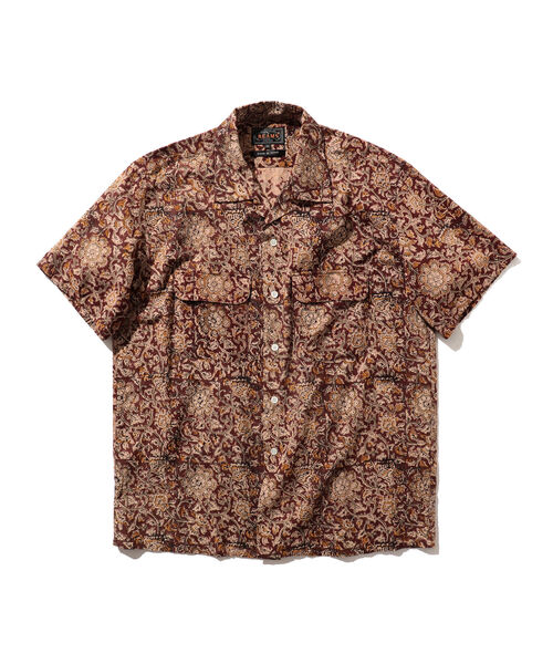 BEAMS PLUS（ビームスプラス）の「BEAMS PLUS / ブロックプリント オープンカラーシャツ（シャツ/ブラウス・メンズ・ベージュ/ブラウン・SMALL/MEDIUM/LARGE/X-LARGE）」の2枚目の写真