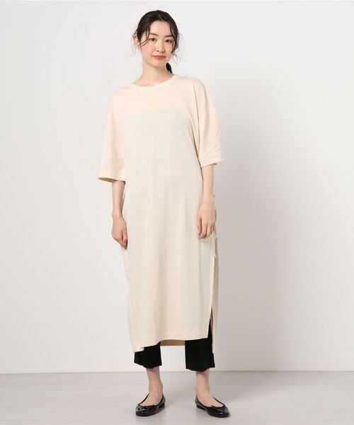 MANASTASH（マナスタッシュ）の「MANASTASH/マナスタッシュ　Ws HEMP SLIT DRESS　ウィメンズヘンプスリットドレス（ワンピース・レディース・ナチュラル/ブラック/オレンジ系その他・MEDIUM）」の2枚目の写真