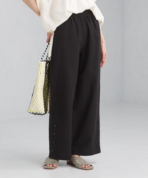 green label relaxing（グリーンレーベルリラクシング）の「[ エムワイエー ] SC MYA サイド ボタン パンツ（その他パンツ・レディース・ブラック/ベージュ・FREE）」の2枚目の写真