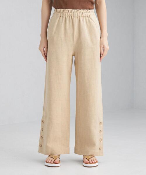 green label relaxing（グリーンレーベルリラクシング）の「[ エムワイエー ] SC MYA サイド ボタン パンツ（その他パンツ・レディース・ブラック/ベージュ・FREE）」の3枚目の写真