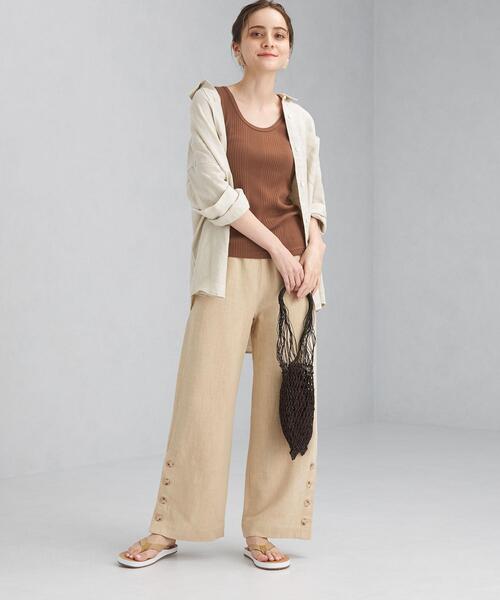 green label relaxing（グリーンレーベルリラクシング）の「[ エムワイエー ] SC MYA サイド ボタン パンツ（その他パンツ・レディース・ブラック/ベージュ・FREE）」の6枚目の写真