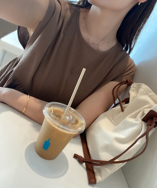 KOBE LETTUCE(コウベレタス)の「キャンバス巾着バッグ(ショルダーバッグ・レディース・ブラウン系その他/ベージュ系その他/ブラック系その他・FREE)」の20枚目の写真