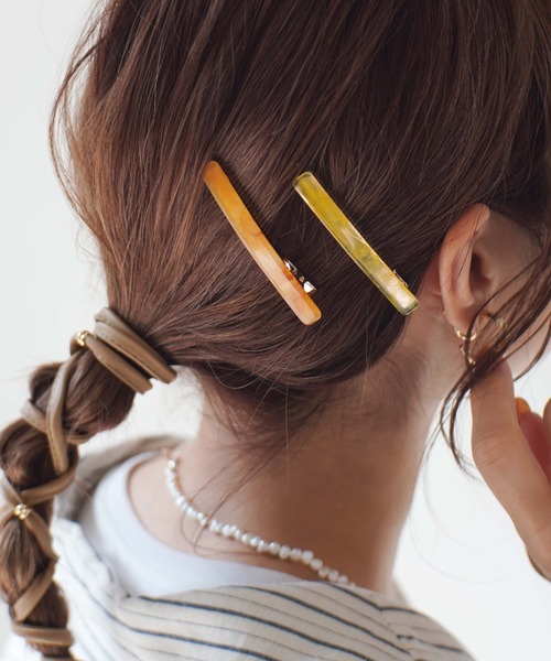 ニュアンス マーブル ヘアクリップ【3set】（バレッタ/ヘアクリップ