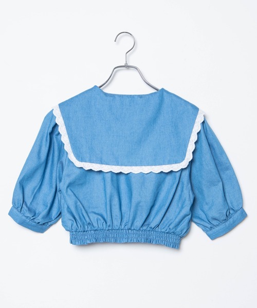 WEGO（ウィゴー）の「WEGO/レースビッグシルエット襟ショートブラウス（シャツ/ブラウス・レディース・インディゴブルー/その他1・FREE）」の3枚目の写真